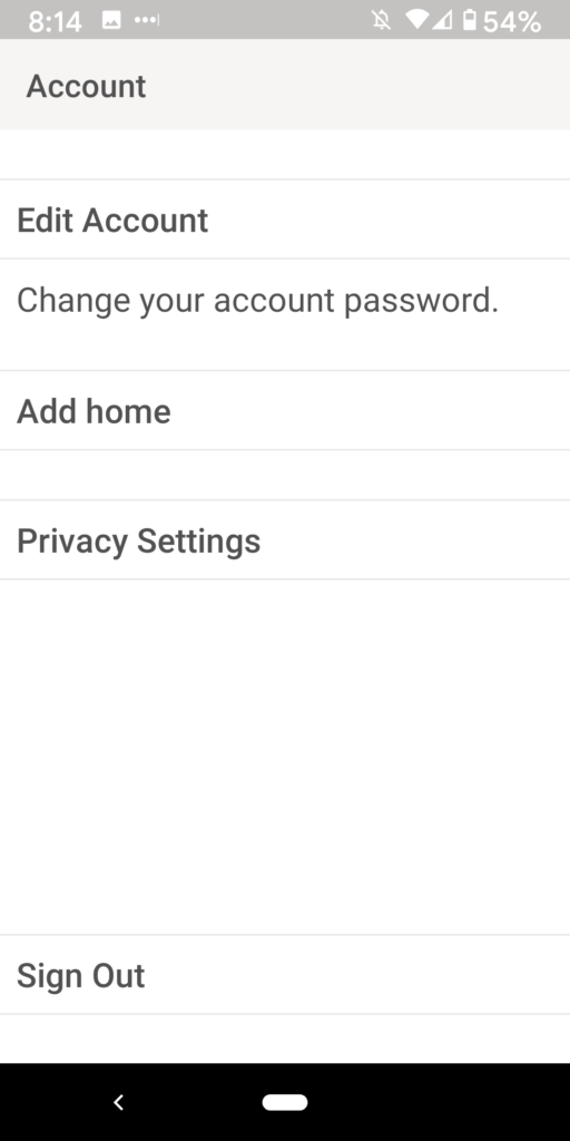 Lutron Caseta App Account Settings